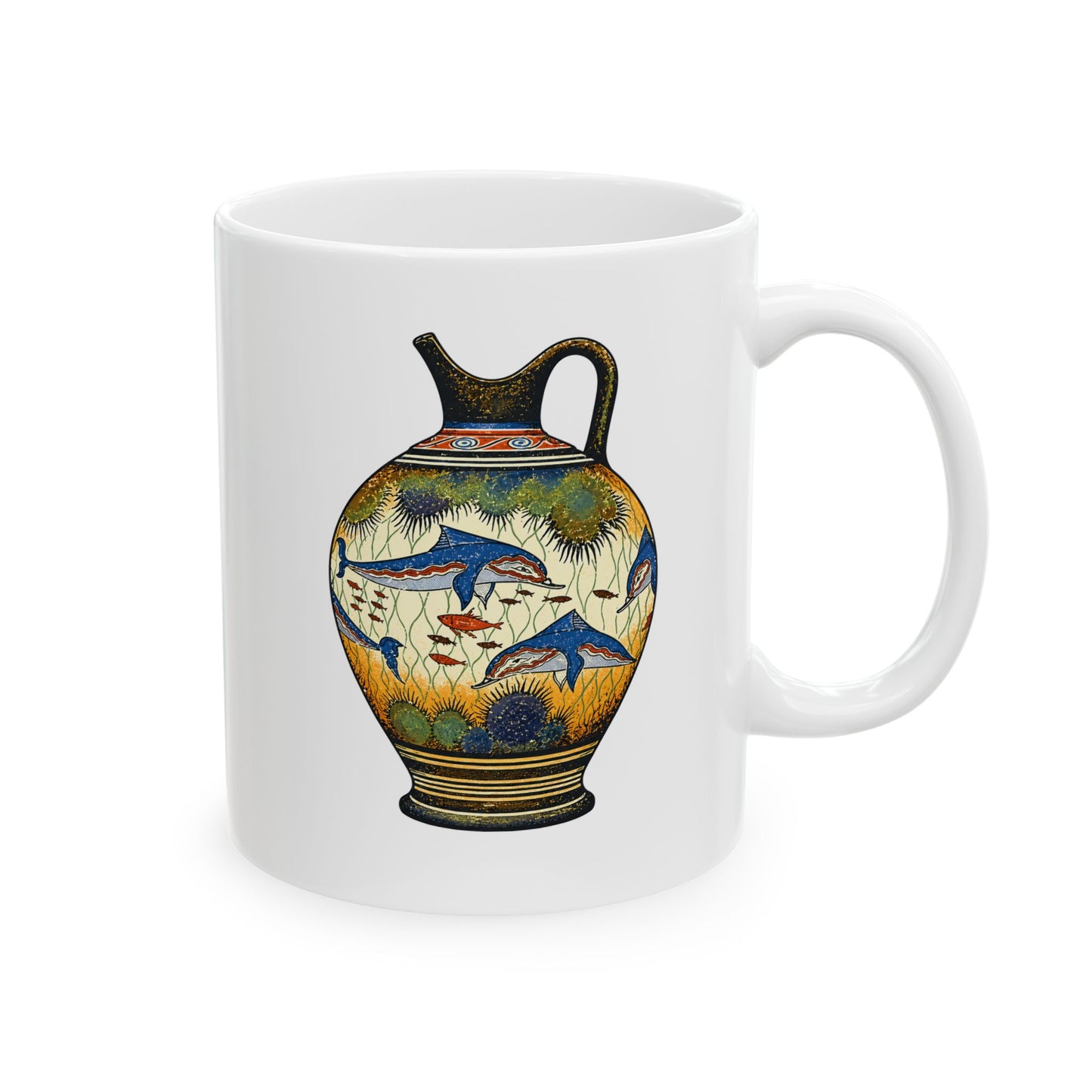 Minoan Dolphin Vase Ceramic Mug, (11oz, 15oz)