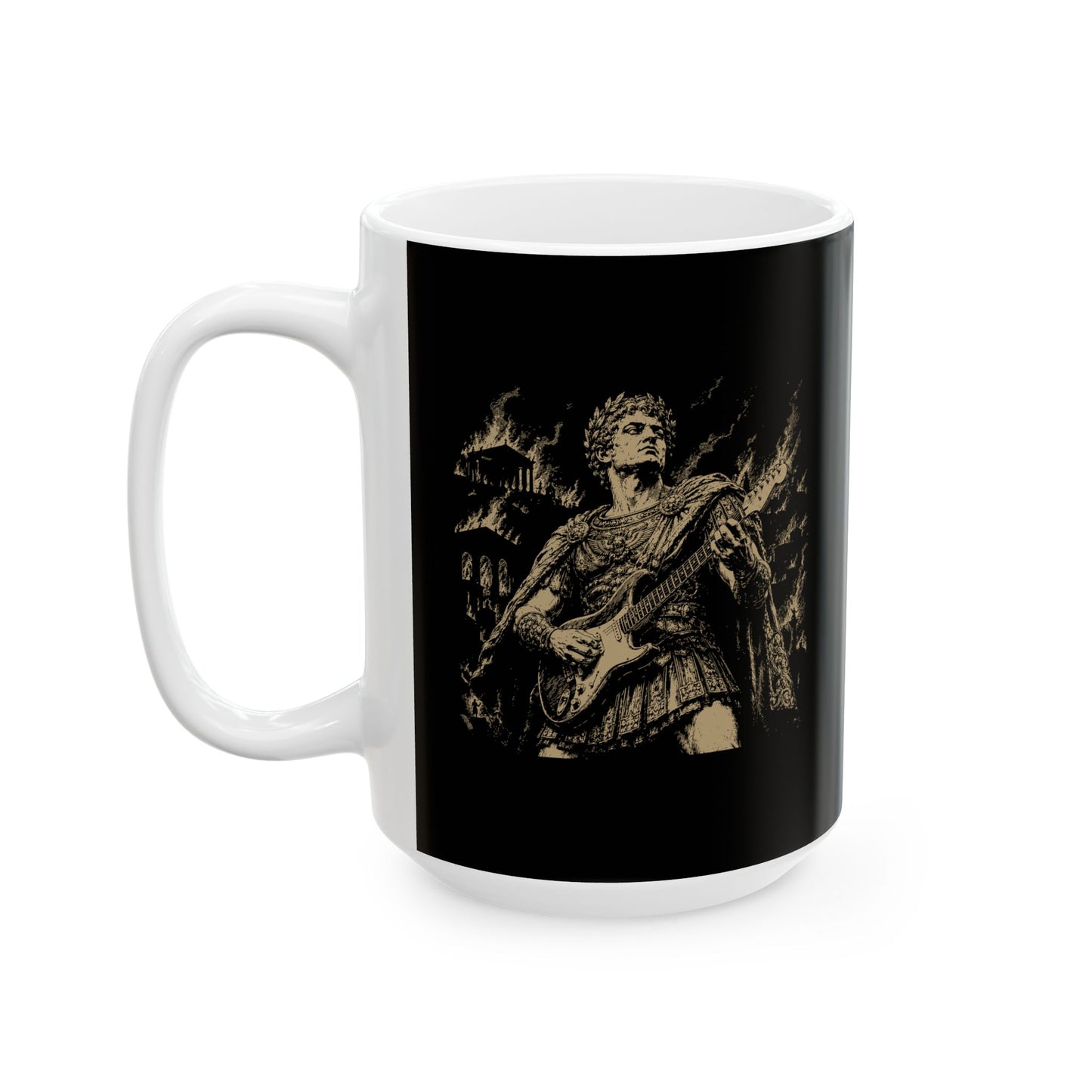 Nero Playing Guitar Ceramic Mug, (11oz, 15oz)