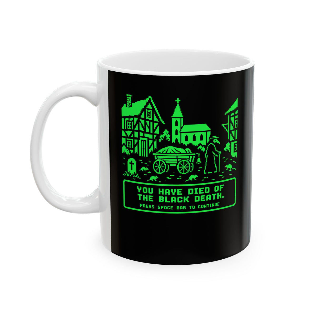 8 Bit Died of Black Plague Ceramic Mug, (11oz, 15oz)