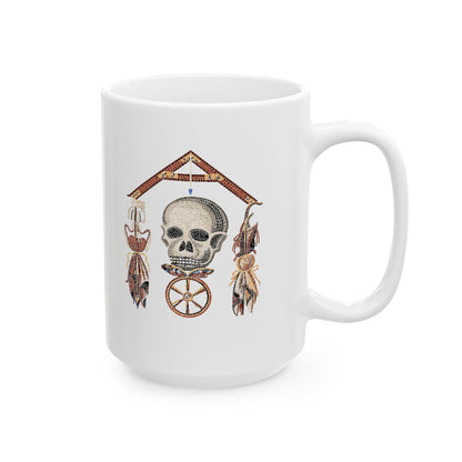 Pompeii Mosaic Mori Skull Ceramic Mug, (11oz, 15oz)