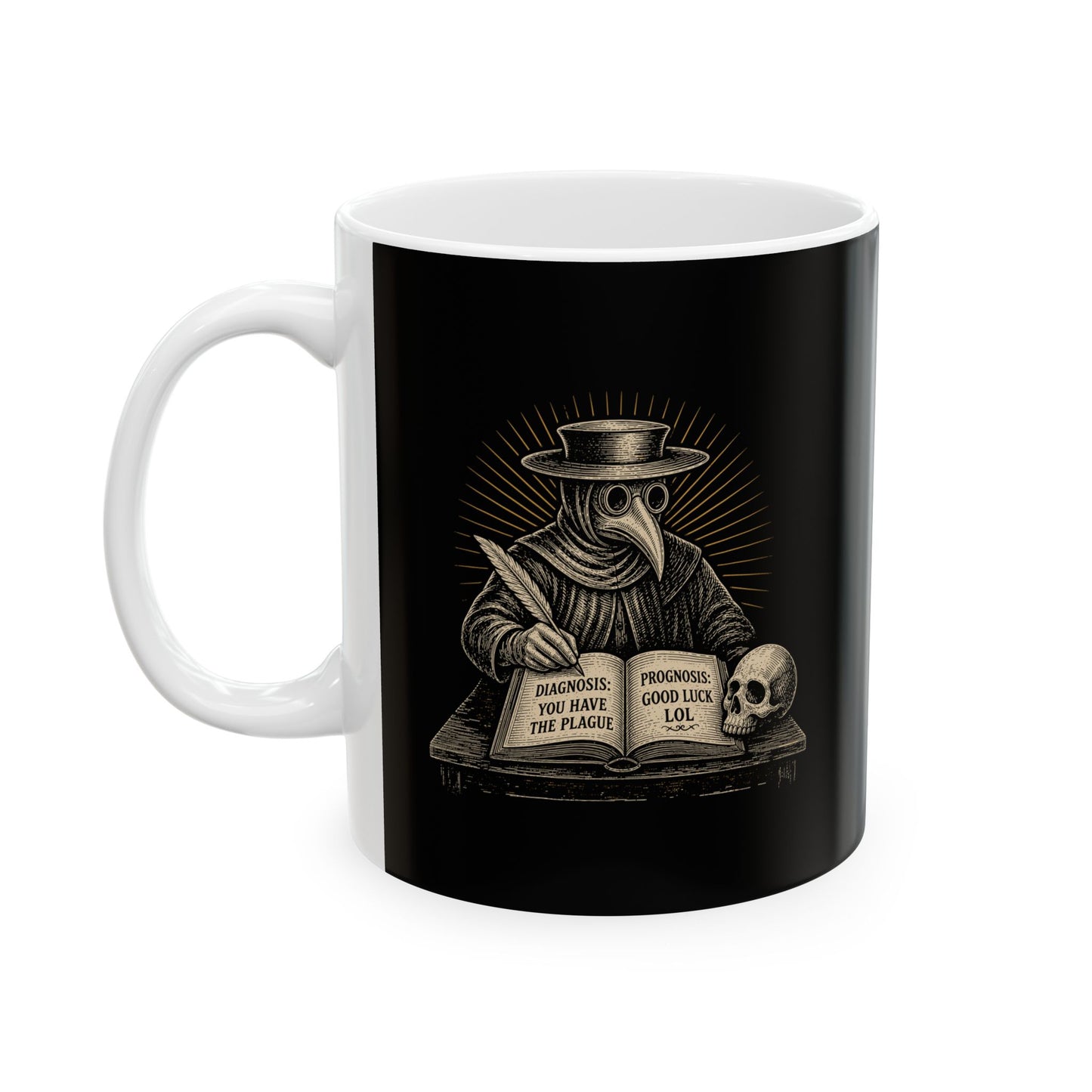 Plague Doctor Prognosis Ceramic Mug, (11oz, 15oz)