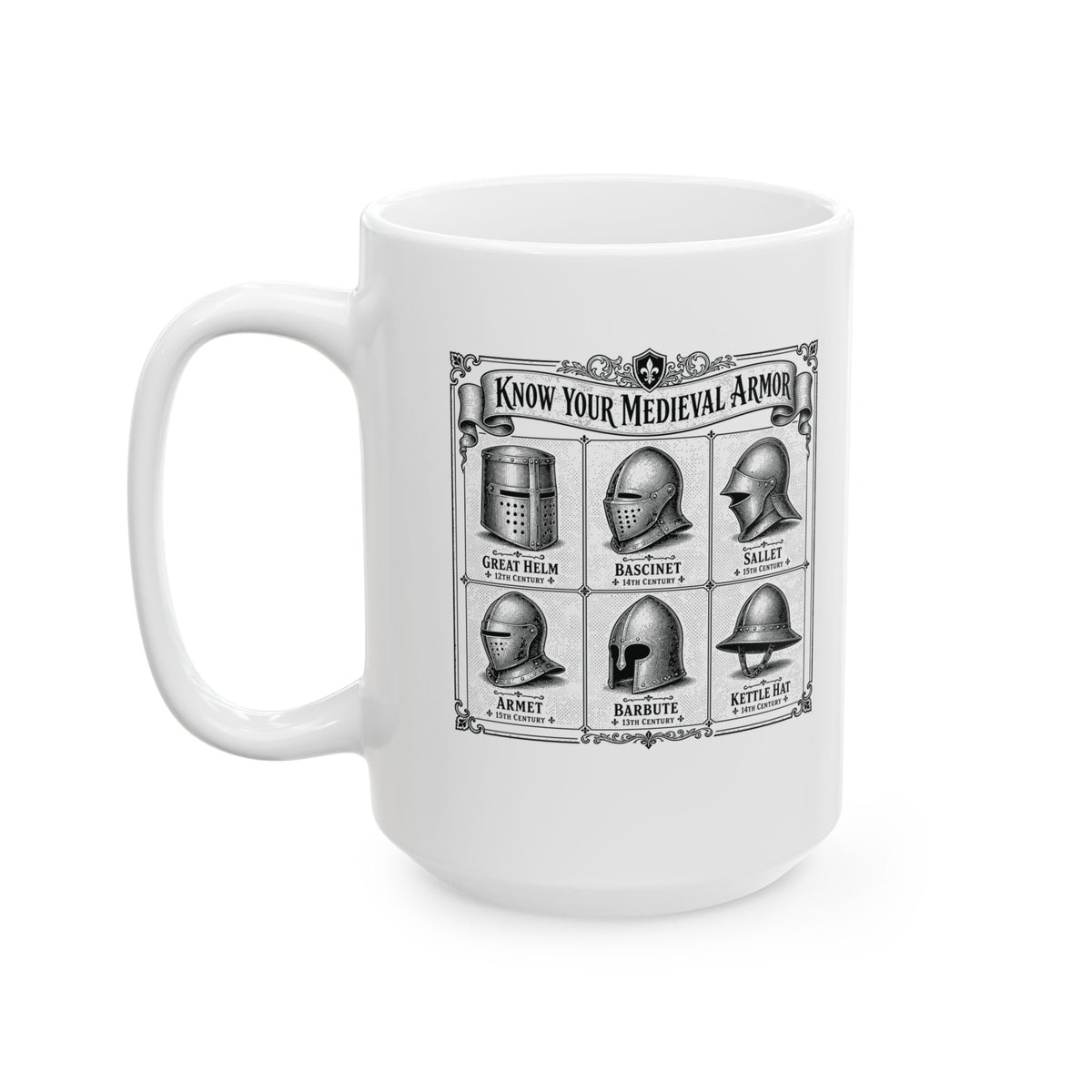 Medieval Armor Helmets Ceramic Mug, (11oz, 15oz)