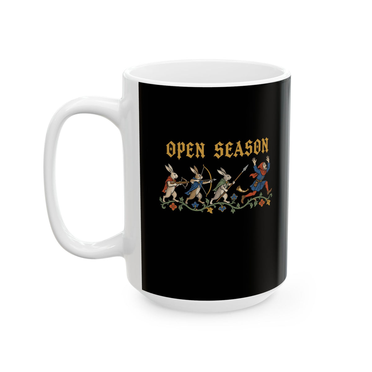 Open Season Medieval Marginalia Rabbits Ceramic Mug, (11oz, 15oz)