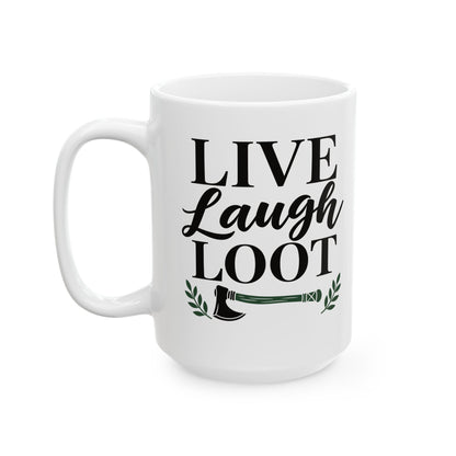 Live Laugh Loot Farmhouse Sign Ceramic Mug, (11oz, 15oz)