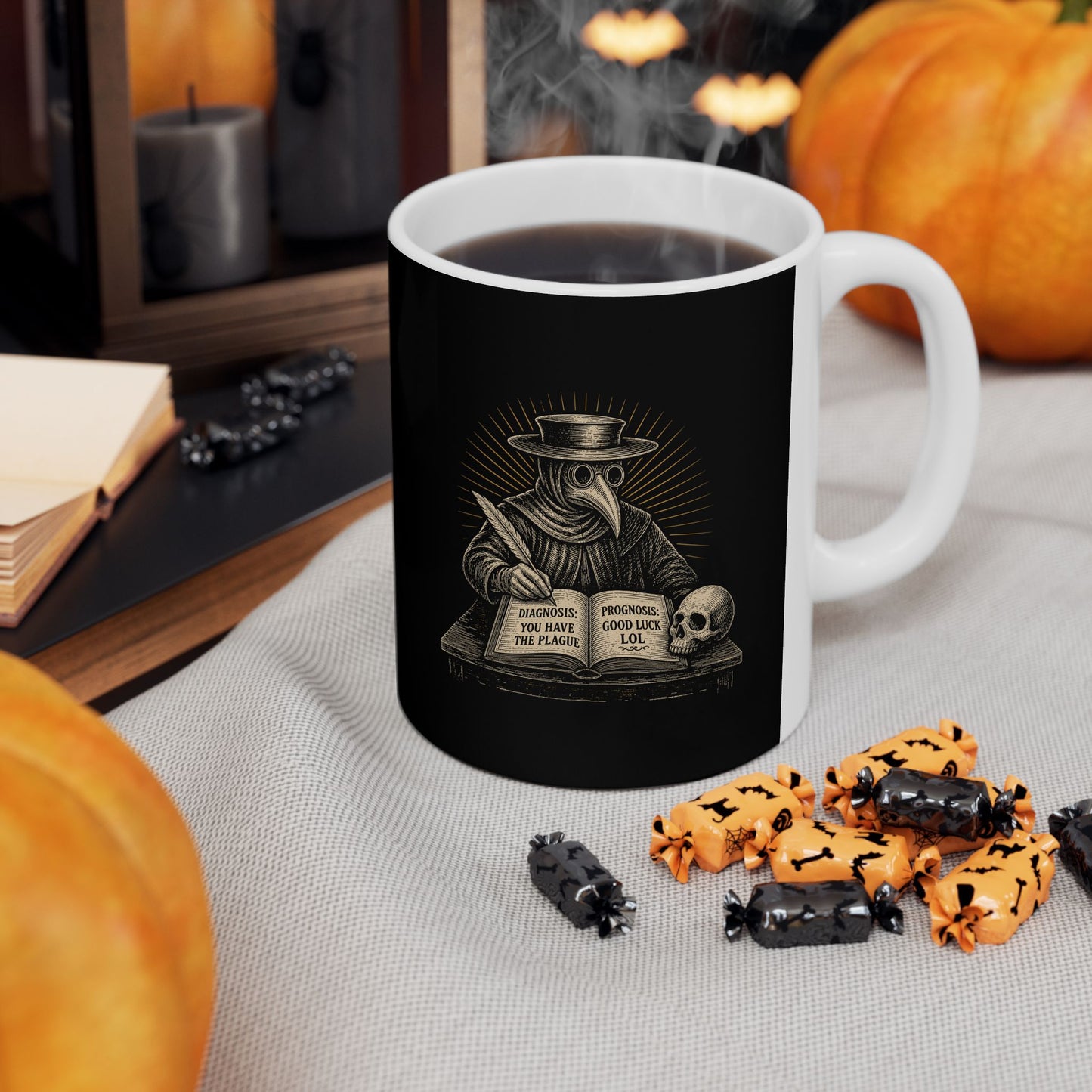 Plague Doctor Prognosis Ceramic Mug, (11oz, 15oz)