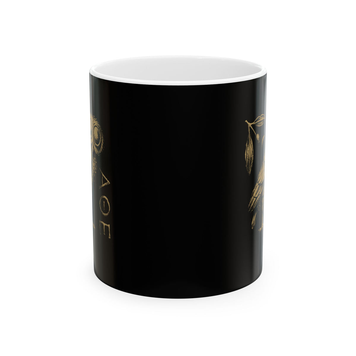 Athens Owl Distressed Graphic Ceramic Mug, (11oz, 15oz)