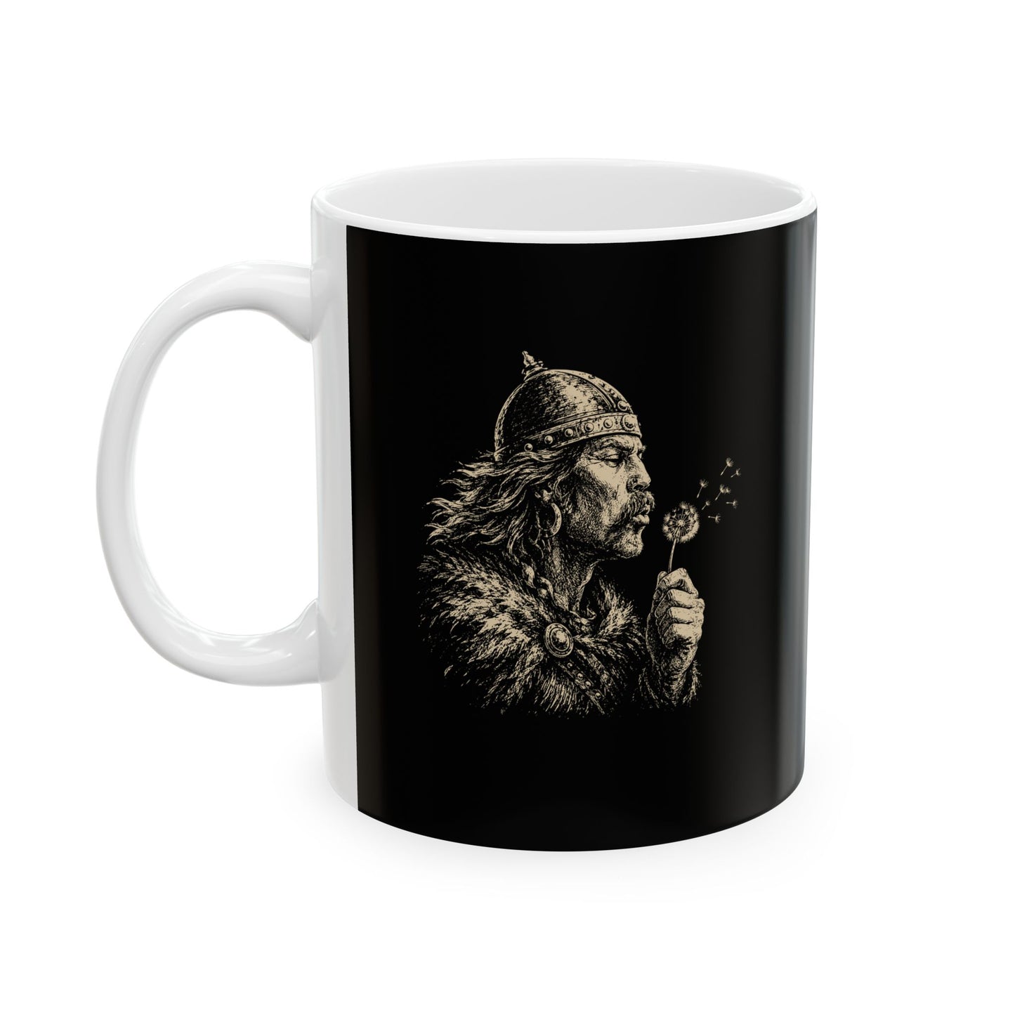 Attila the Hun Blowing a Dandelion Ceramic Mug, (11oz, 15oz)