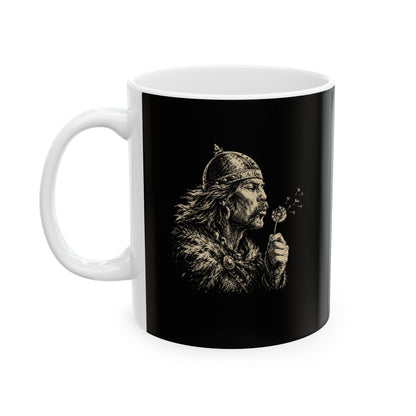 Attila the Hun Blowing a Dandelion Ceramic Mug, (11oz, 15oz)