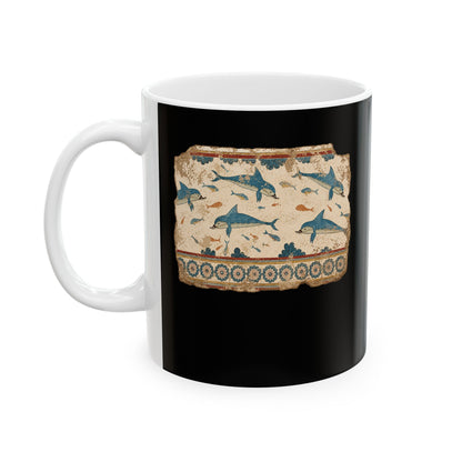 Minoan Dolphin Fresco Fragment Ceramic Mug, (11oz, 15oz)