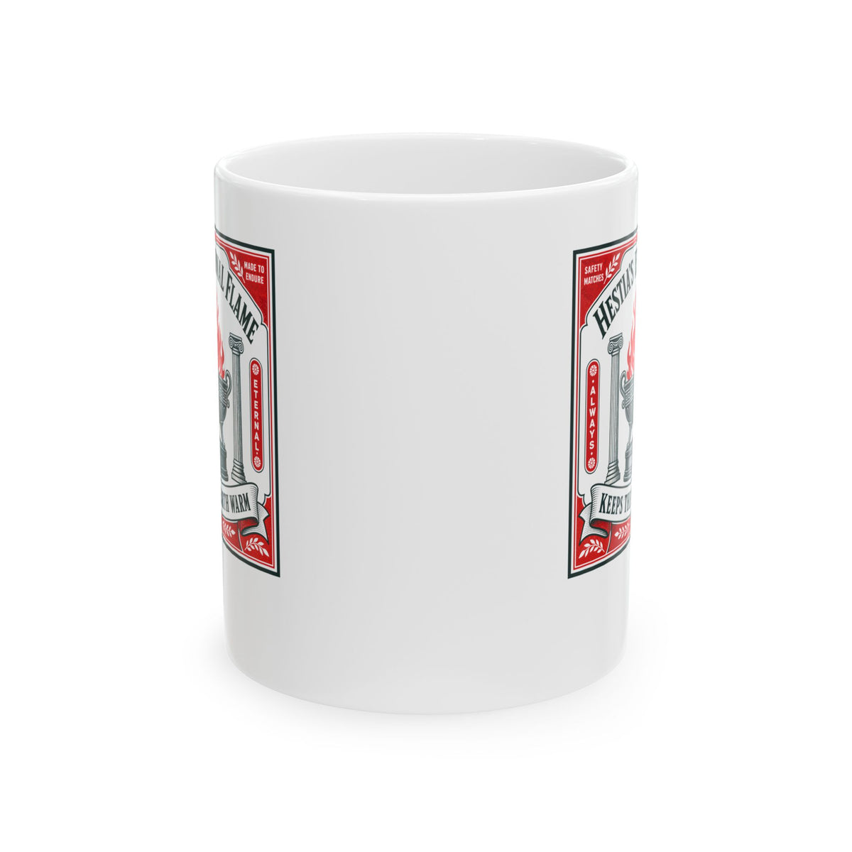 Hestia's Eternal Flame Ceramic Mug, (11oz, 15oz)