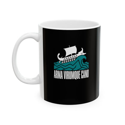 Arma Virumque Cano Minimalist Ceramic Mug, (11oz, 15oz)