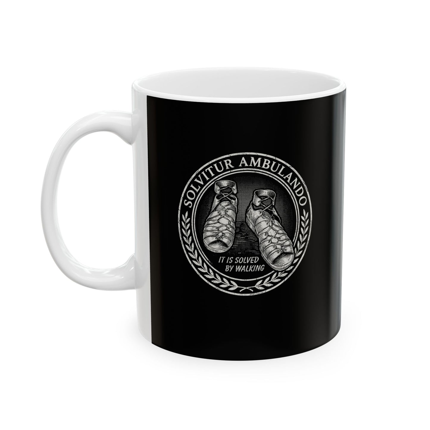 Solvitur Ambulando Saint Augustine Quote Solved by Walking Ceramic Mug, (11oz, 15oz)