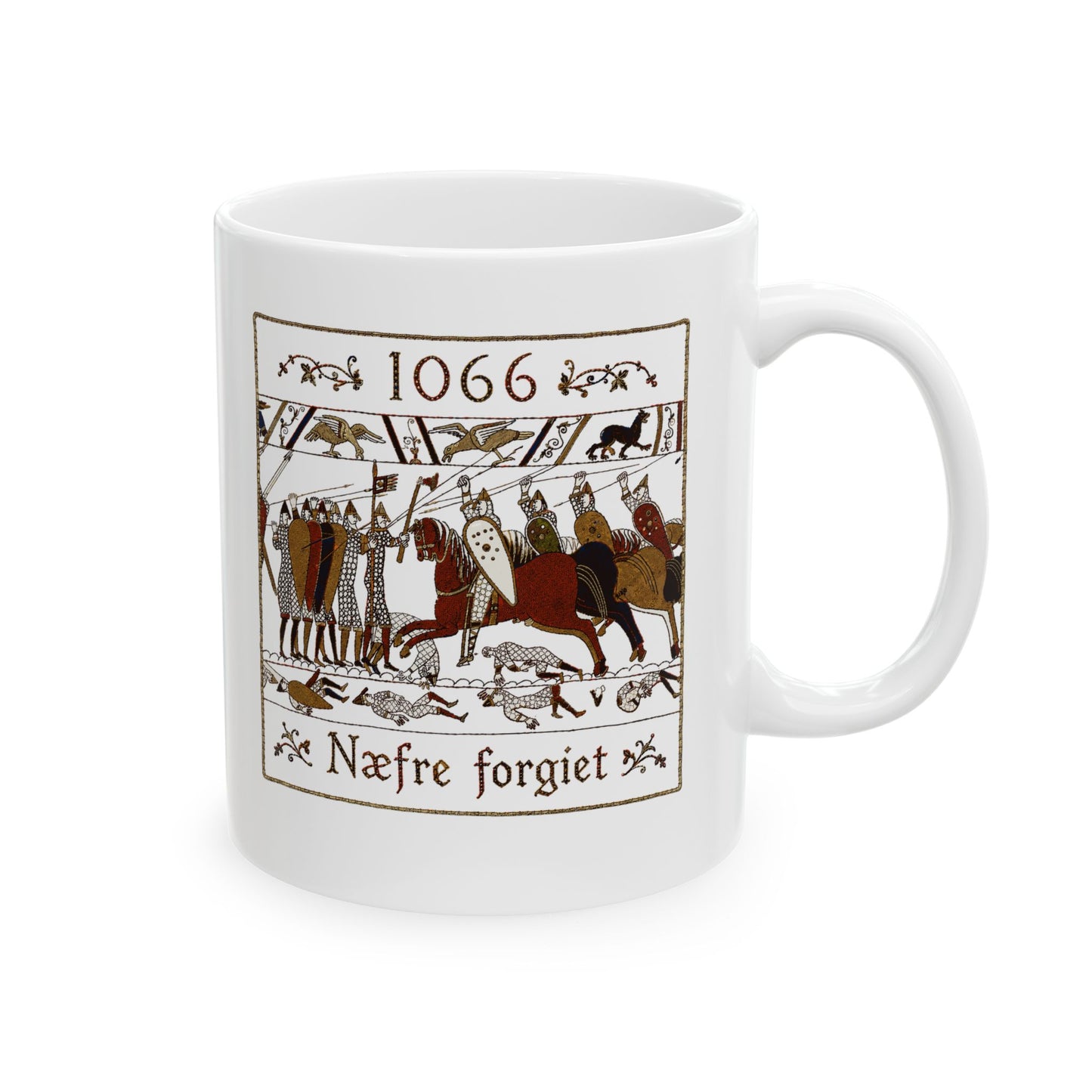 1066 Never Forget Old English Tapestry Ceramic Mug, (11oz, 15oz)