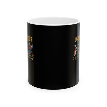 Open Season Medieval Marginalia Rabbits Ceramic Mug, (11oz, 15oz)