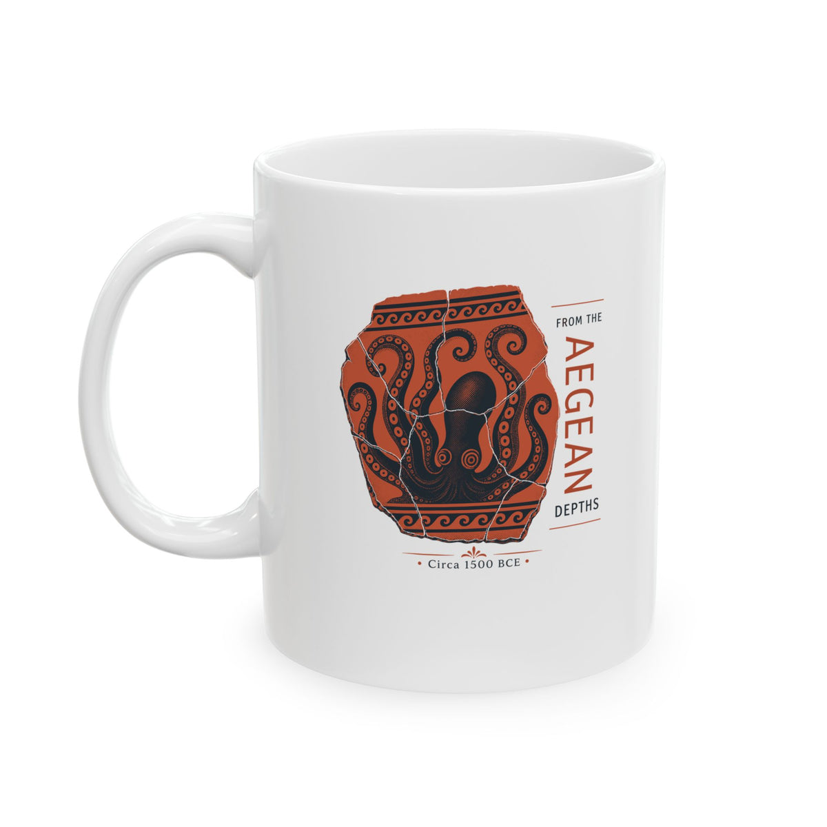 Minoan Octopus Pottery Sherd Ceramic Mug, (11oz, 15oz)