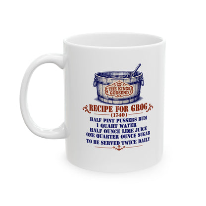 Kings Godsend Grog Recipe Ceramic Mug, (11oz, 15oz)