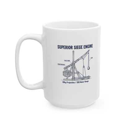 Trebuchet Schematic Siege Engine Ceramic Mug, (11oz, 15oz)