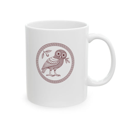 Ancient Athens Owl Wisdom Ceramic Mug, (11oz, 15oz)