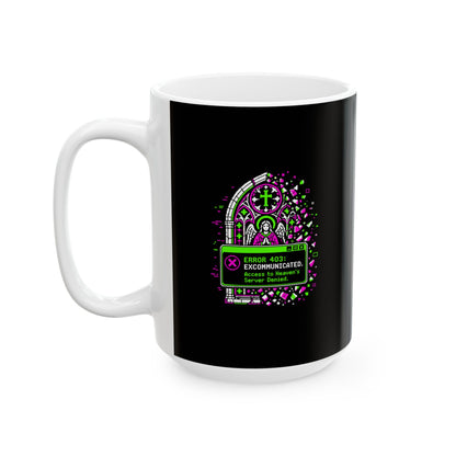 Excommunication 8 Bit Error Ceramic Mug, (11oz, 15oz)