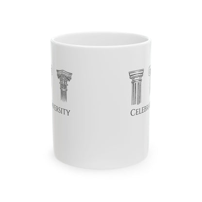 Celebrate Diversity Greek Columns Ceramic Mug, (11oz, 15oz)
