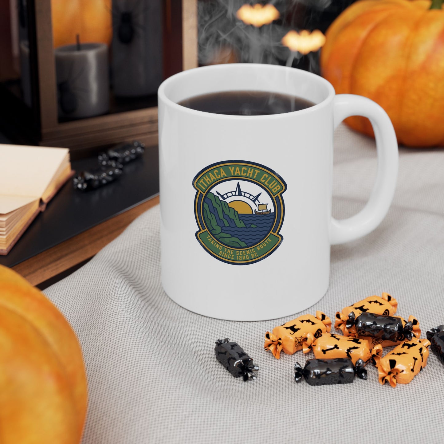 Odysseus Ithaca Yacht Club Ceramic Mug, (11oz, 15oz)