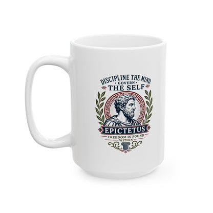 Epictetus Discipline the Mind Quote Ceramic Mug, (11oz, 15oz)