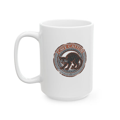 Cave Cattum Beware of Cat Latin Ceramic Mug, (11oz, 15oz)