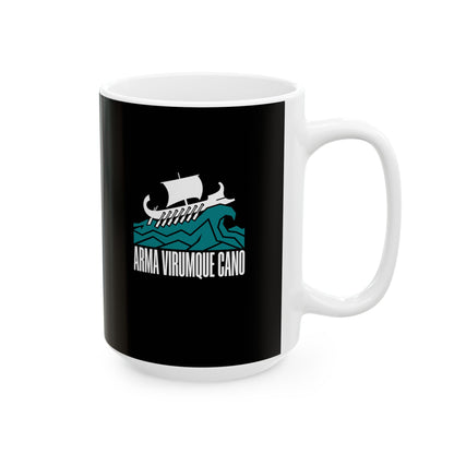 Arma Virumque Cano Minimalist Ceramic Mug, (11oz, 15oz)