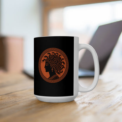 Medusa Ancient Pottery Style Ceramic Mug, (11oz, 15oz)