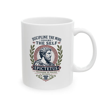 Epictetus Discipline the Mind Quote Ceramic Mug, (11oz, 15oz)