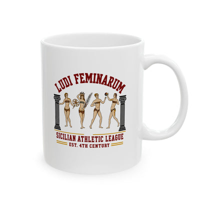 Bikini Women Mosaic Ludi Feminarum Ceramic Mug, (11oz, 15oz)