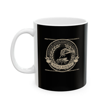 Emperor Domitian Fly Stylus Nobody Here in Latin Ceramic Mug, (11oz, 15oz)