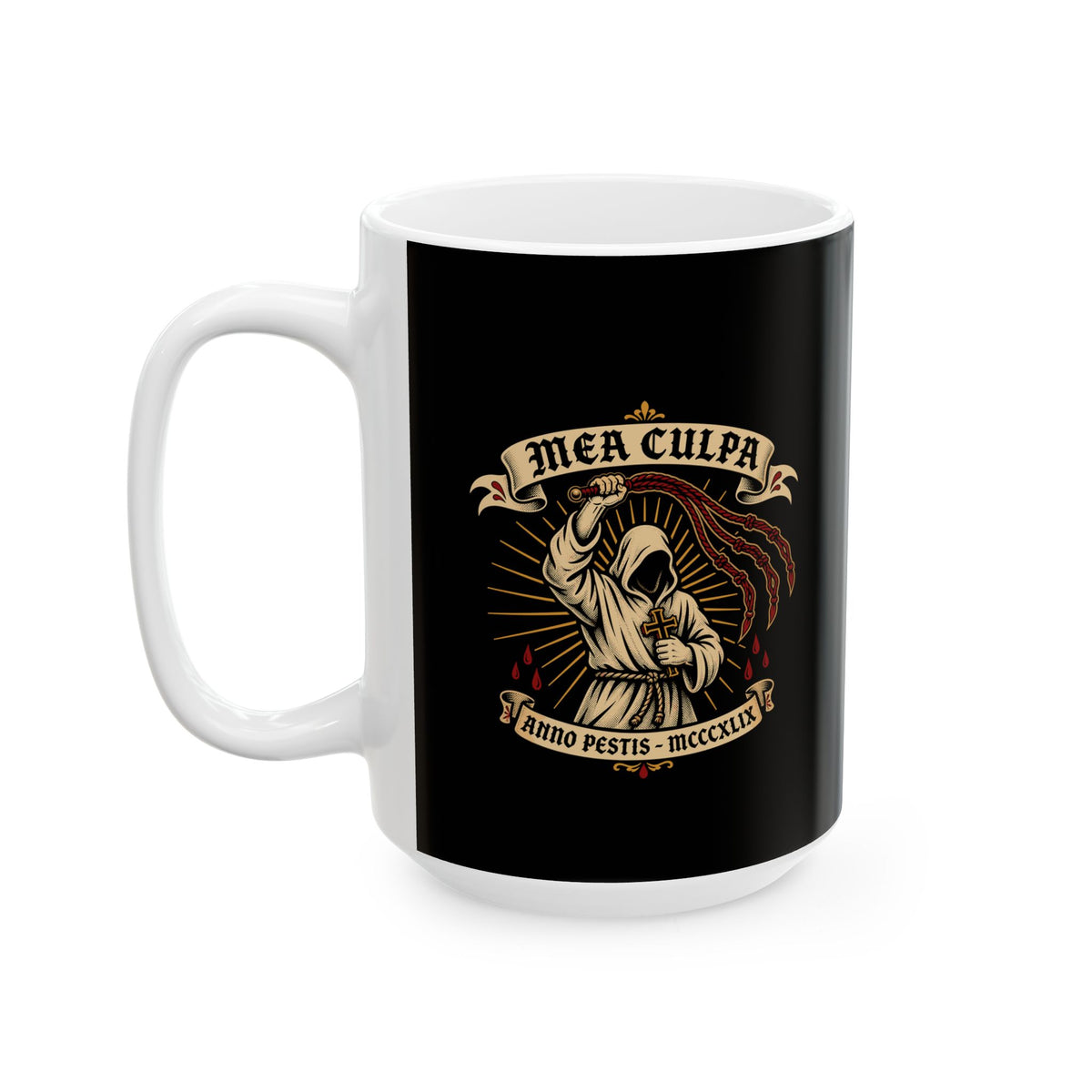 The Flagellant Mea Culpa Black Plague Ceramic Mug, (11oz, 15oz)