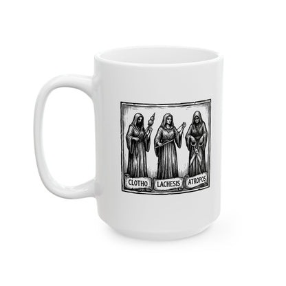 The 3 Fates Clotho Lachesis Atropos Ceramic Mug, (11oz, 15oz)
