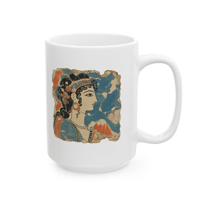 Knossos Minoan Blue Lady Fresco Ceramic Mug, (11oz, 15oz)