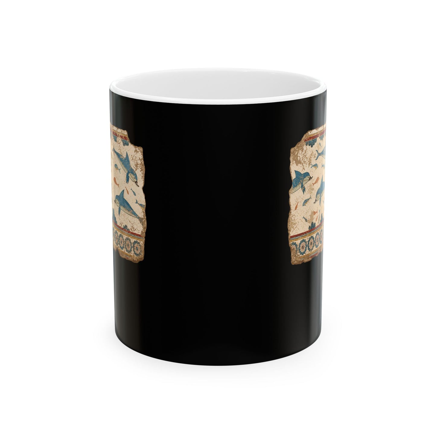 Minoan Dolphin Fresco Fragment Ceramic Mug, (11oz, 15oz)