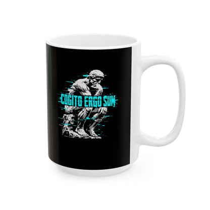 Cogito Ergo Sum Thinker Streetwear Style Ceramic Mug, (11oz, 15oz)