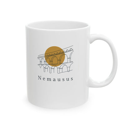 Pont Du Gard Nemausus Nimes in Latin Ceramic Mug, (11oz, 15oz)