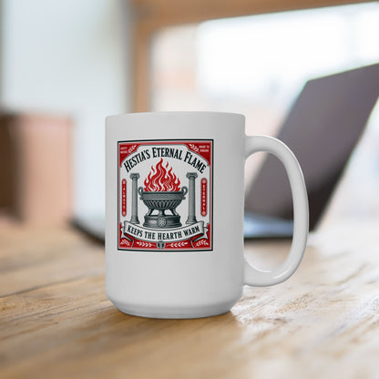 Hestia's Eternal Flame Ceramic Mug, (11oz, 15oz)