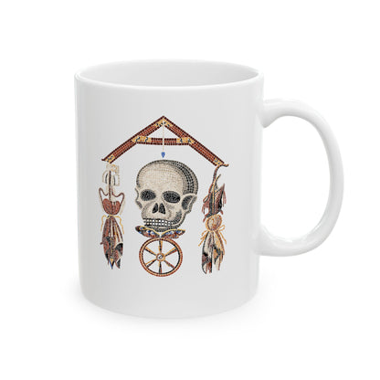 Pompeii Mosaic Mori Skull Ceramic Mug, (11oz, 15oz)