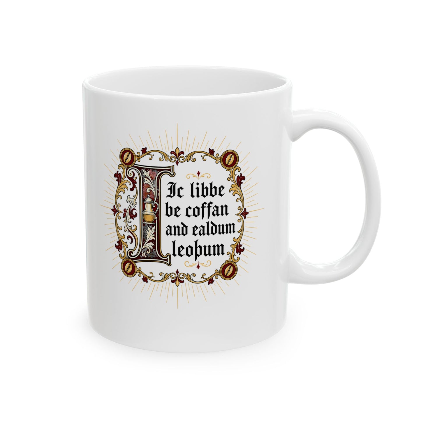 I Live on Coffee Poetry Old English Ceramic Mug, (11oz, 15oz)