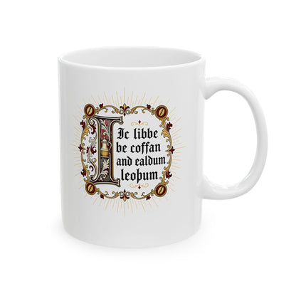 I Live on Coffee Poetry Old English Ceramic Mug, (11oz, 15oz)