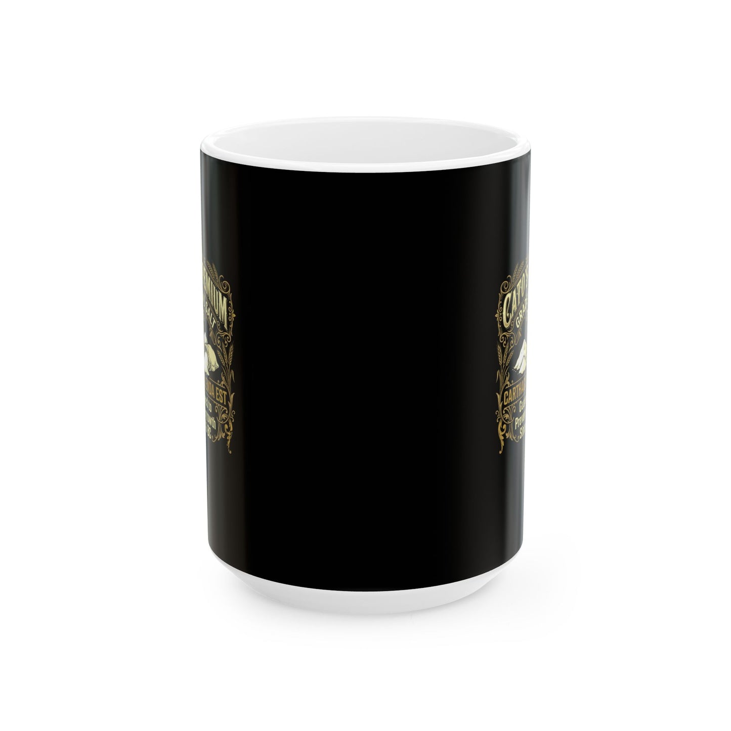 Cato Premium Salt Carthago Delenda Est Ceramic Mug, (11oz, 15oz)