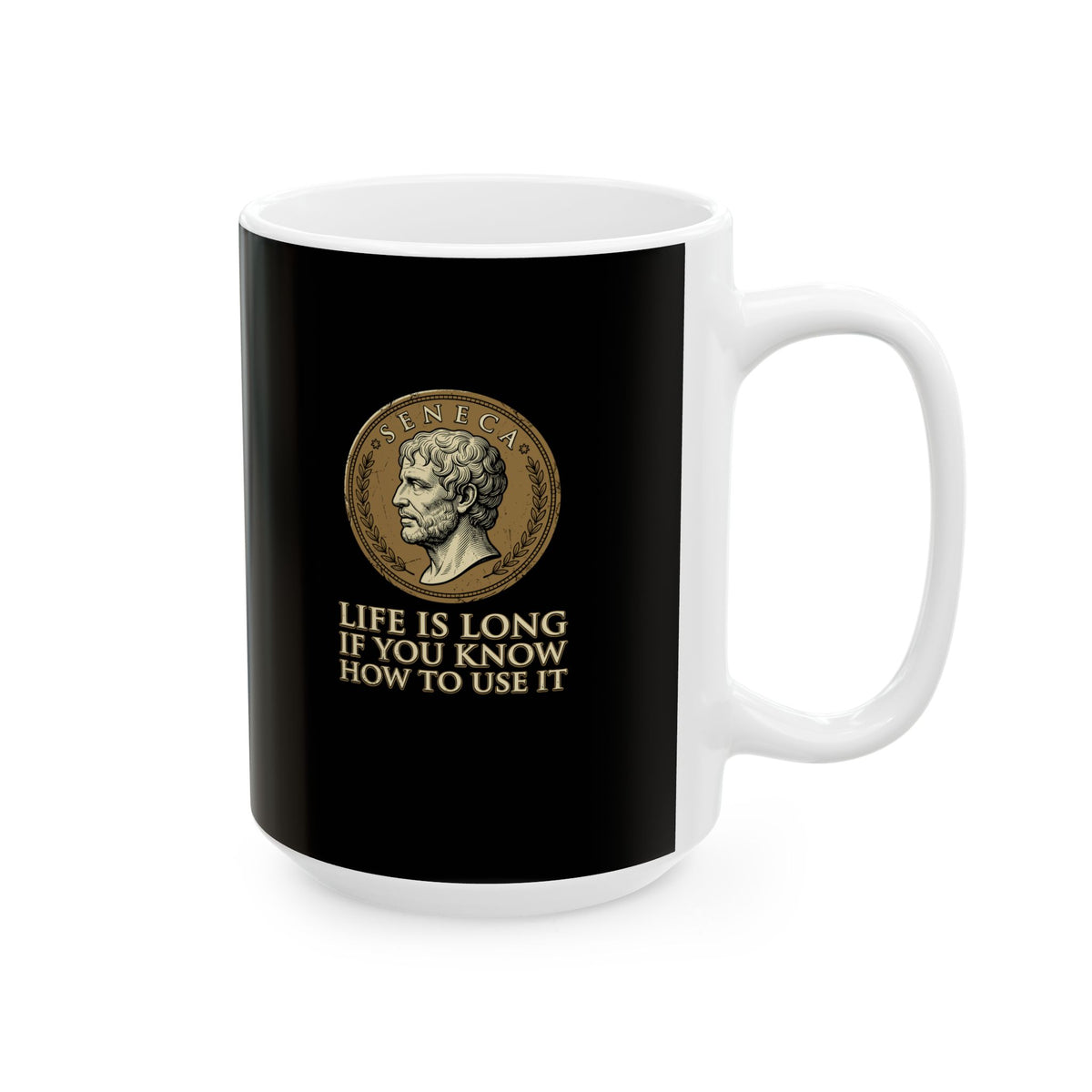 Seneca Life Is Long Quote Coin Ceramic Mug, (11oz, 15oz)