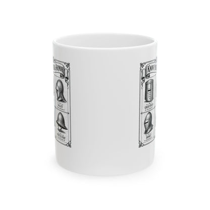 Medieval Armor Helmets Ceramic Mug, (11oz, 15oz)