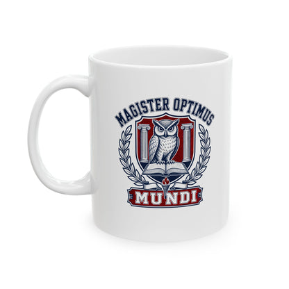 Magister Optimus Mundi Owl Ceramic Mug, (11oz, 15oz)