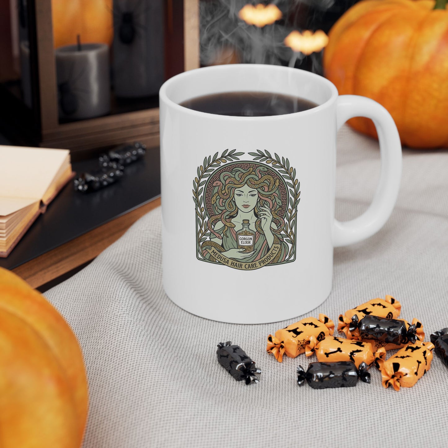 Medusa Hair Care Products Art Nouveau  Ceramic Mug, (11oz, 15oz)