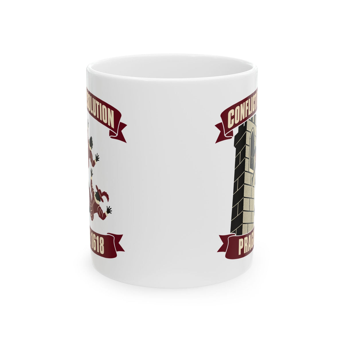 Prague Defenestration Conflict Resolution Poster Ceramic Mug, (11oz, 15oz)