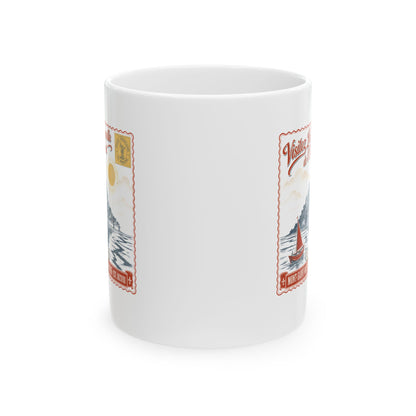 Mont Saint Michel Postcard Ceramic Mug, (11oz, 15oz)