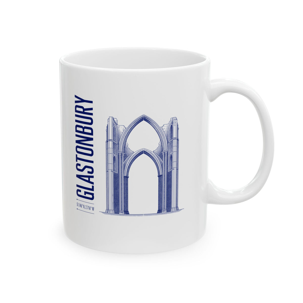 Glastonbury Abbey Blueprint Ceramic Mug, (11oz, 15oz)